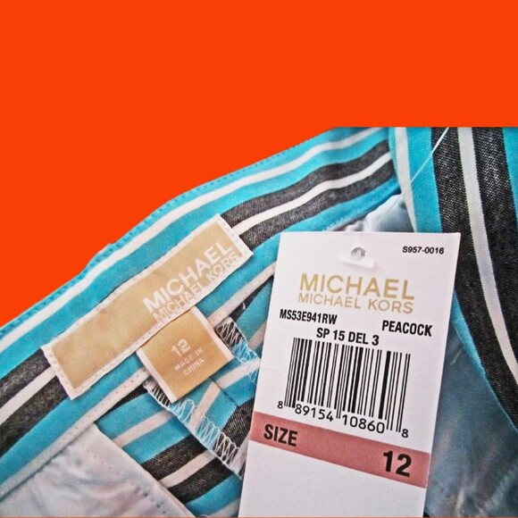 MICHAEL Michael Kors NEW Coastal PEACOCK Stripe Mini Short 12 - Picture 5 of 11